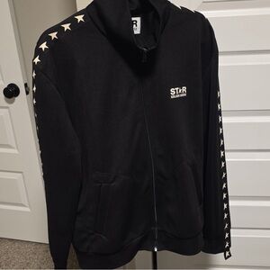 Golden Goose Black Bomber Jacket and joggers set with White Star Details